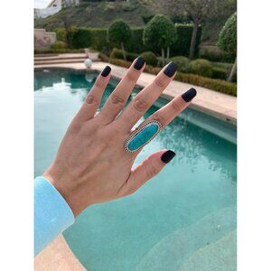 BOLD! Southwestern Turquoise Statement Ring – Sterling Silver Size 10